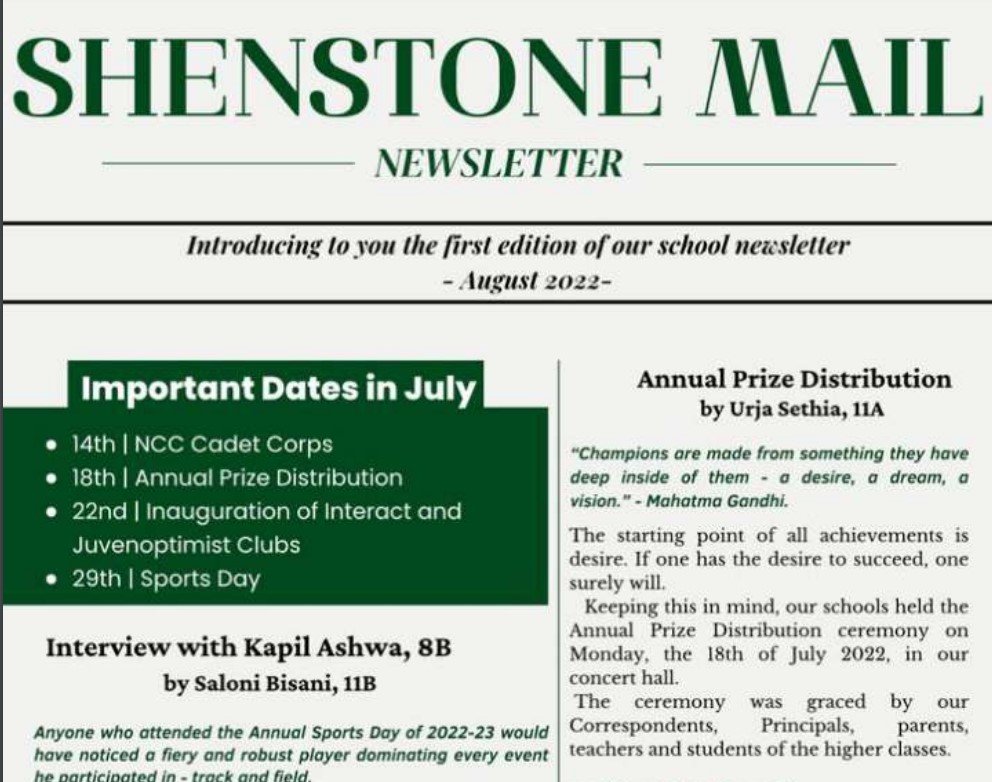 Shenstone Mail Newsletter